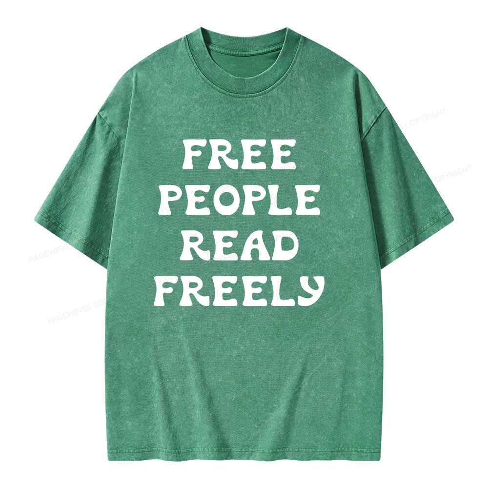 Pagewings Free People Read Freely Unisex Washed T-shirt