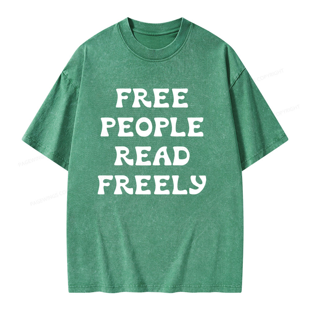 Pagewings Free People Read Freely Unisex Washed T-shirt