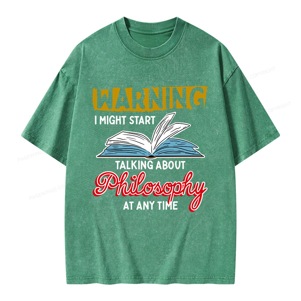 Pagewings Talking About Philosophy At Any Time Unisex Washed T-shirt
