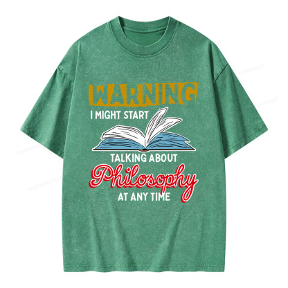 Pagewings Talking About Philosophy At Any Time Unisex Washed T-shirt