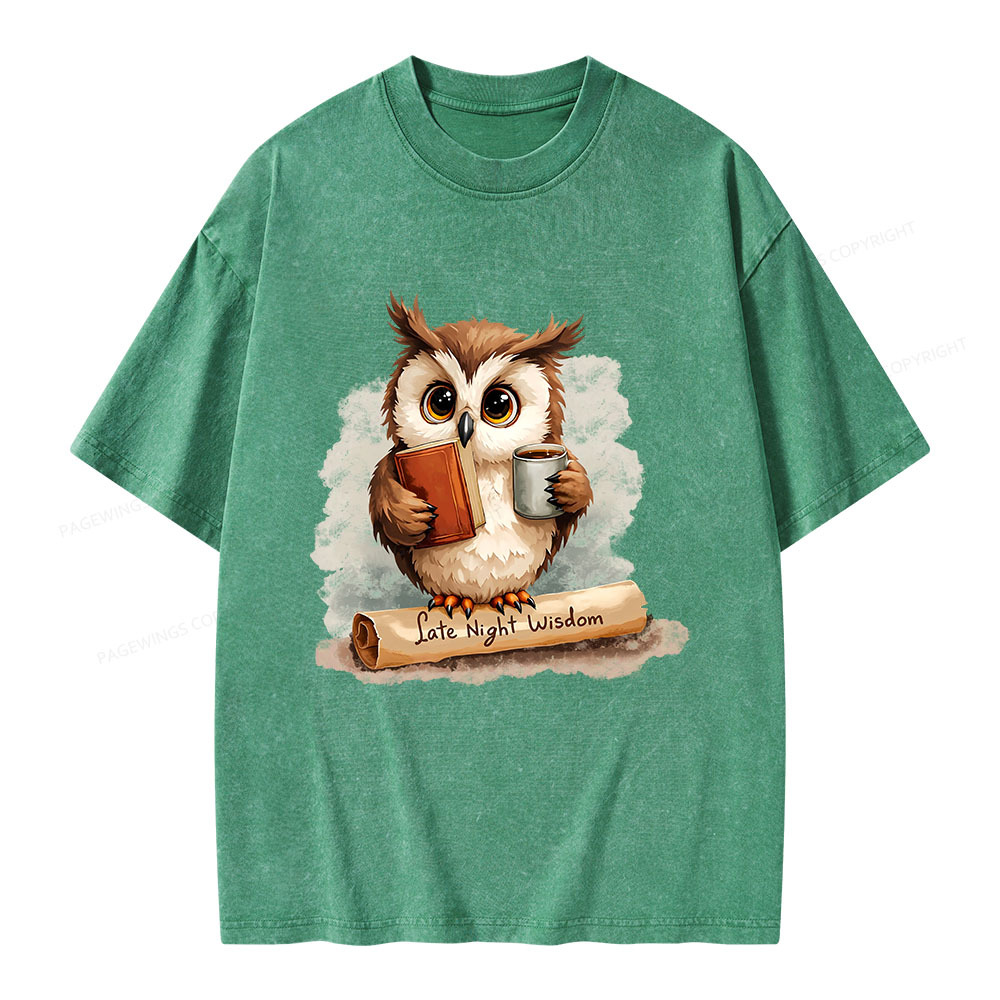 Pagewings Late Night Wisdom Unisex Washed T-shirt