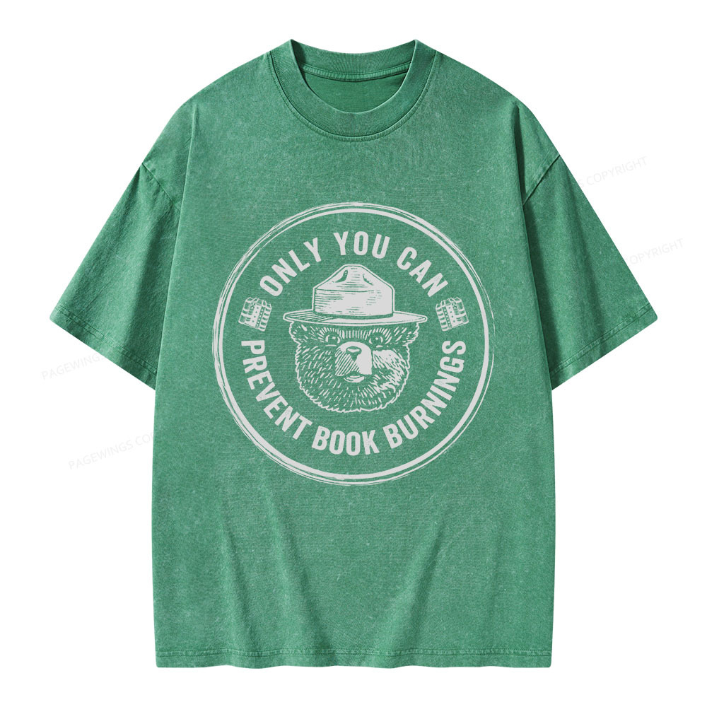 Pagewings Only You Can Prevent Book Burnings Unisex Washed T-shirt