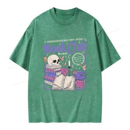 Pagewings Anti Social Book Club Unisex Washed T-shirt