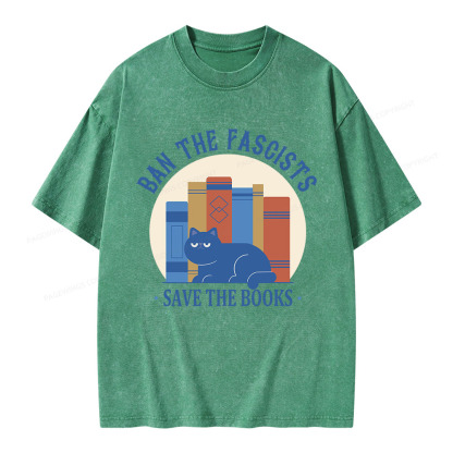 Pagewings Ban The Fascists Save The Books Unisex Washed T-shirt
