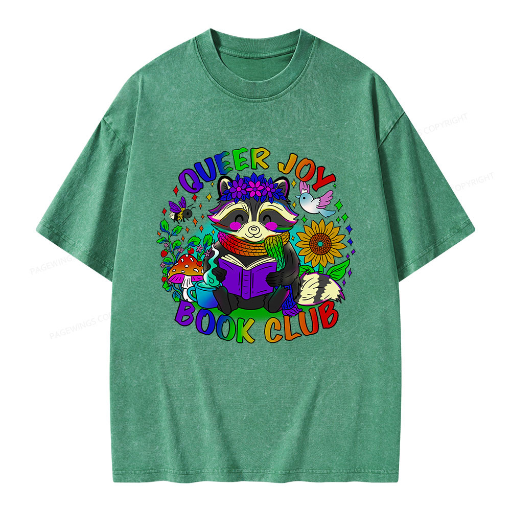 Pagewings Queer Joy Book Club Unisex Washed T-shirt