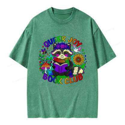 Pagewings Queer Joy Book Club Unisex Washed T-shirt