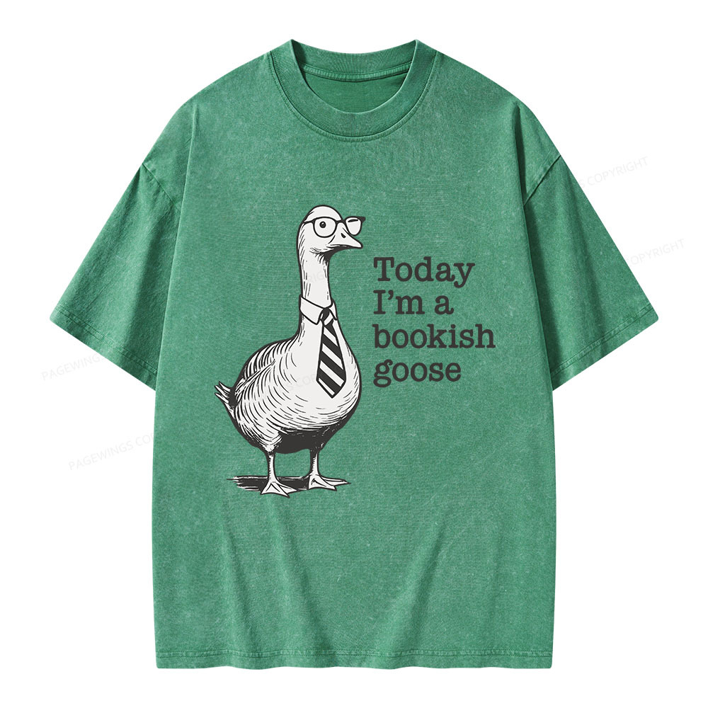 Pagewings Today I'm A Bookish Goose Unisex Washed T-shirt