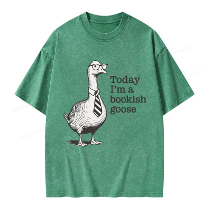 Pagewings Today I'm A Bookish Goose Unisex Washed T-shirt