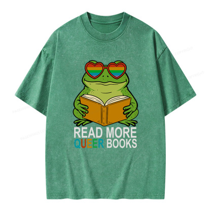 Pagewings Read More Queer Books Unisex Washed T-shirt