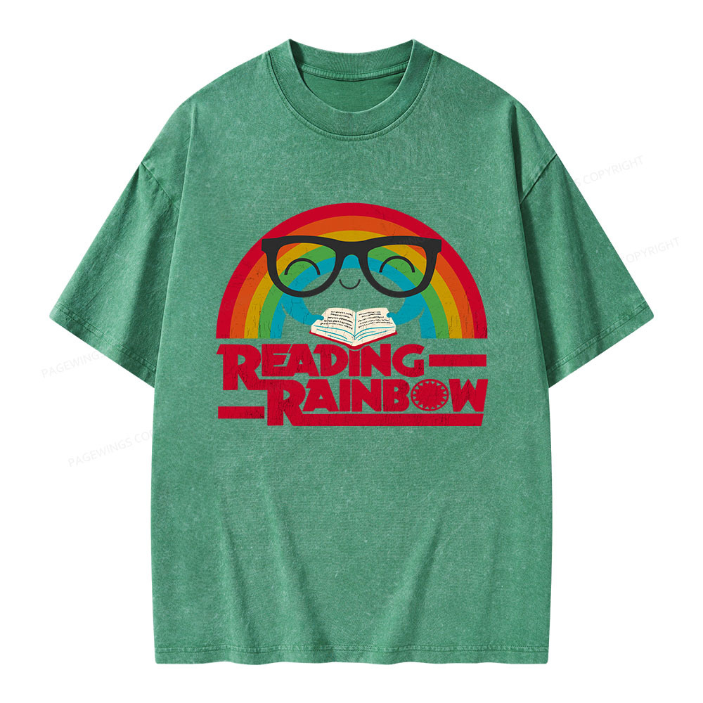 Pagewings Reading Rainbow Unisex Washed T-shirt