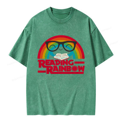 Pagewings Reading Rainbow Unisex Washed T-shirt
