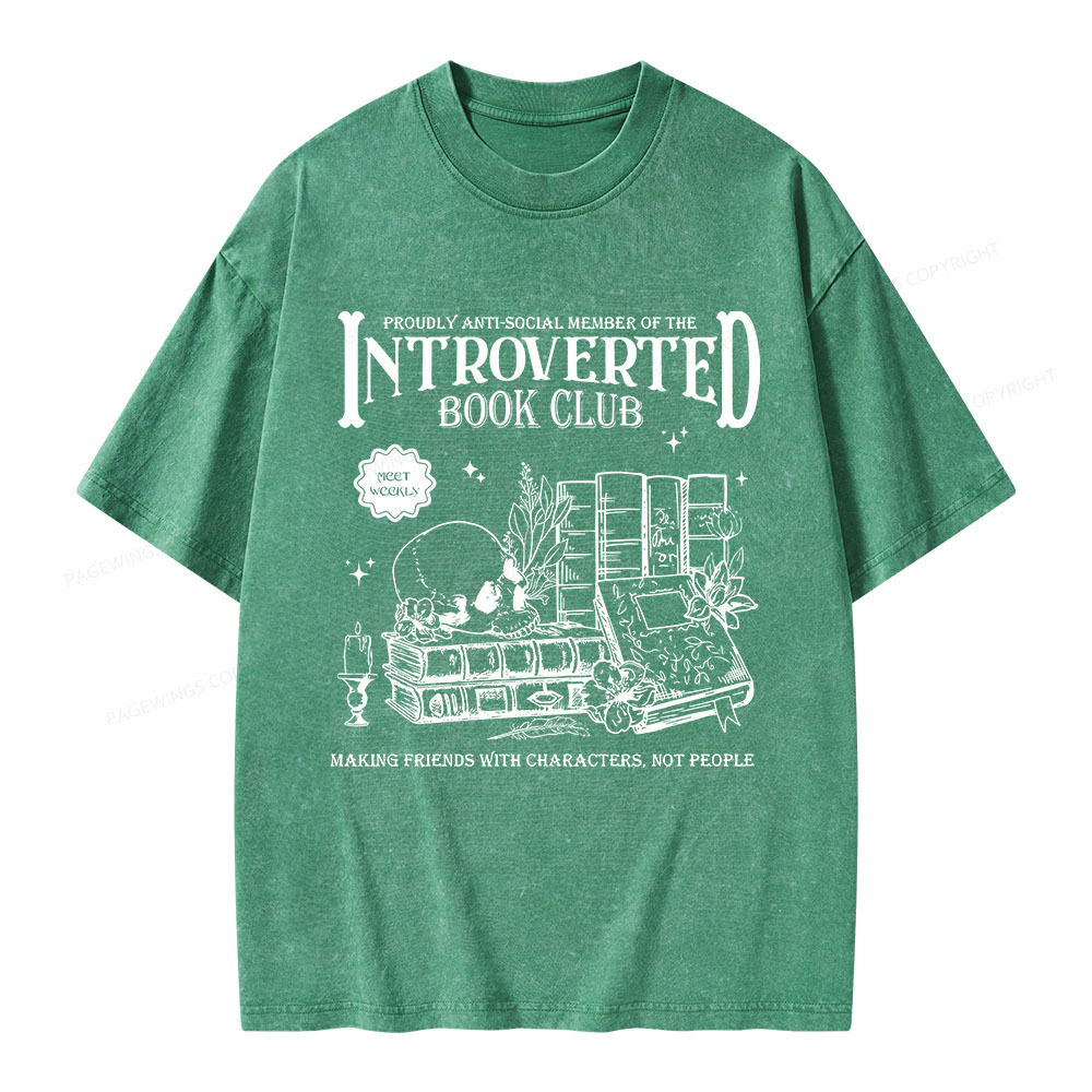 Pagewings Introverted Book Club Unisex Washed T-shirt