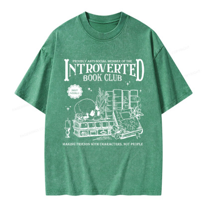 Pagewings Introverted Book Club Unisex Washed T-shirt