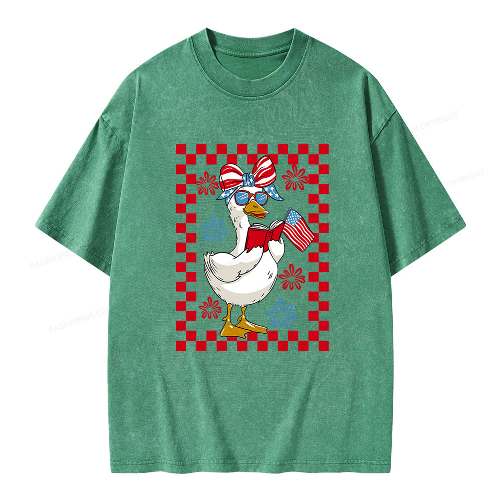 Pagewings 4th July Goose Unisex Washed T-shirt