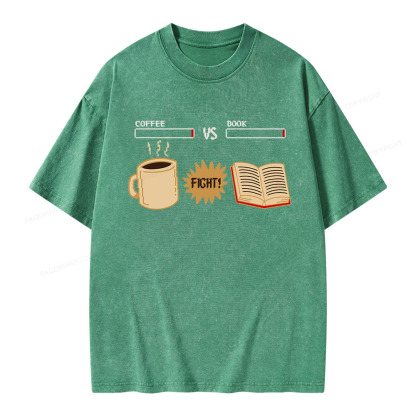 Pagewings Coffee Vs Book Unisex Washed T-shirt