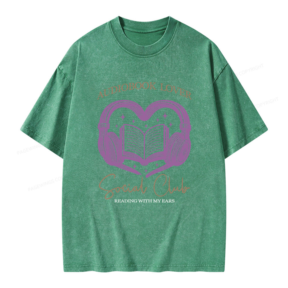 Pagewings Audiobook lover Social Club Unisex Washed T-shirt