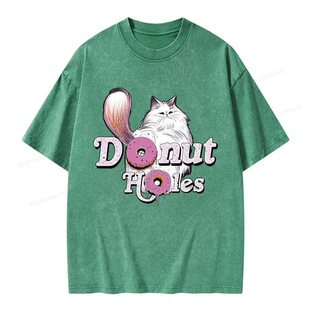 Pagewings Donut Cat Bookish Unisex Washed T-shirt
