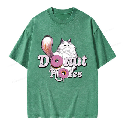 Pagewings Donut Cat Bookish Unisex Washed T-shirt