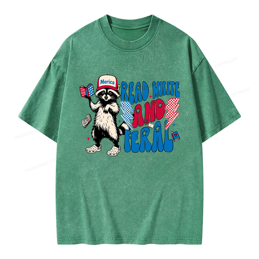 Pagewings 4th of July Raccoon Unisex Washed T-shirt