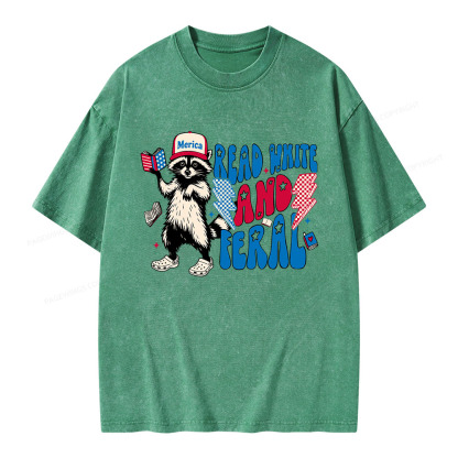 Pagewings 4th of July Raccoon Unisex Washed T-shirt