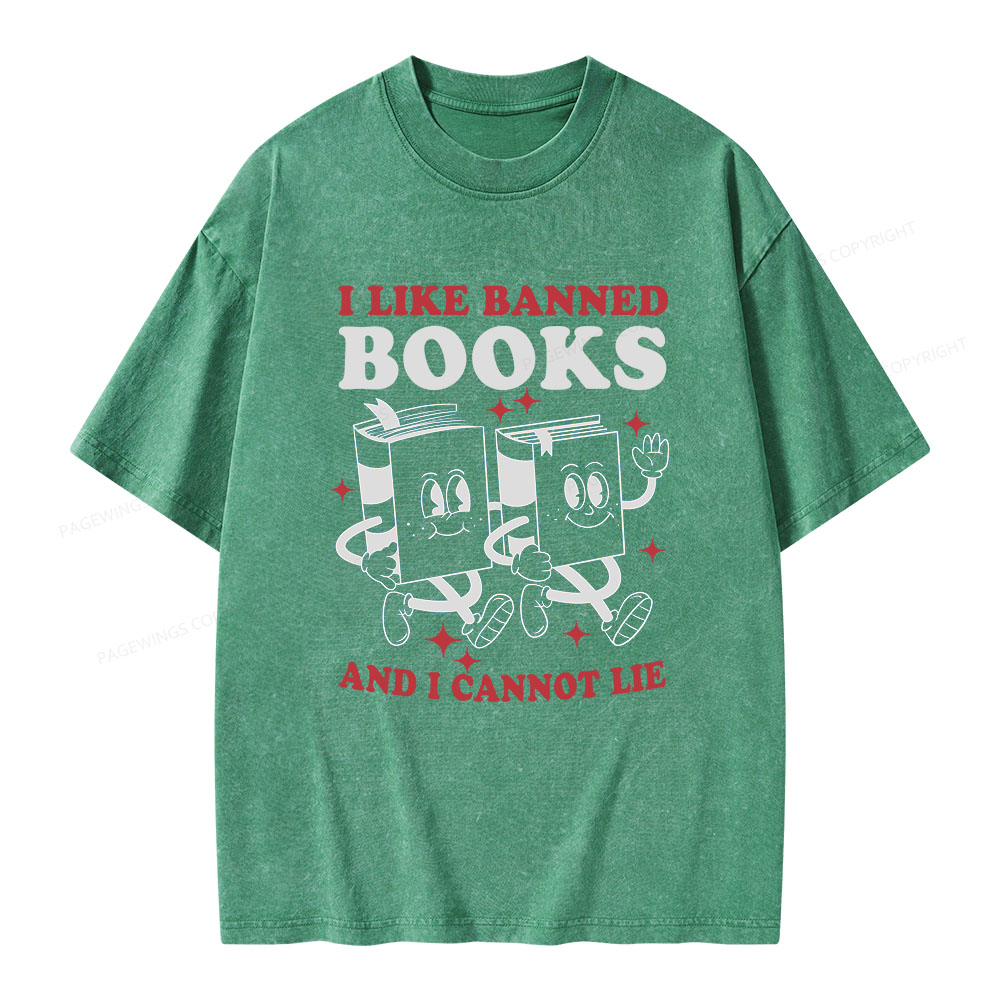 Pagewings I Like Banned Books And I Cannot Lie Unisex Washed T-shirt