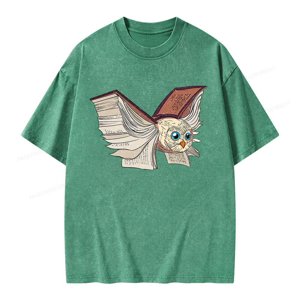 Pagewings Just An Owl Who Loves Reading Unisex Washed T-shirt