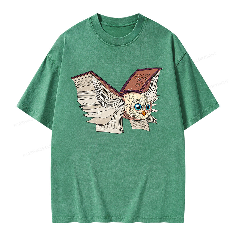 Pagewings Just An Owl Who Loves Reading Unisex Washed T-shirt