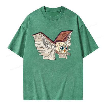Pagewings Just An Owl Who Loves Reading Unisex Washed T-shirt