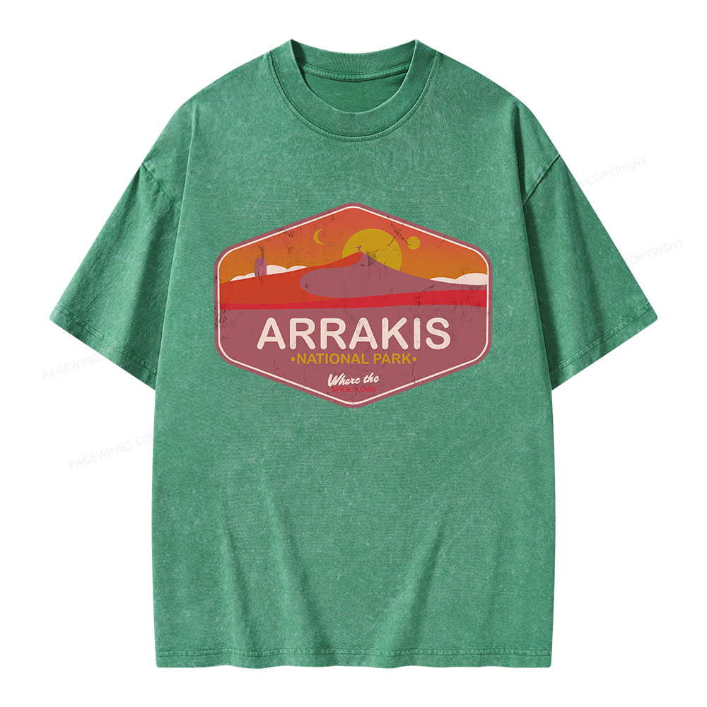Pagewings Arrakis National Park Unisex Washed T-shirt