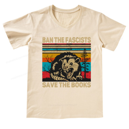 Pagewings Ban The Fascists  Save The Books V-neck T-shirt