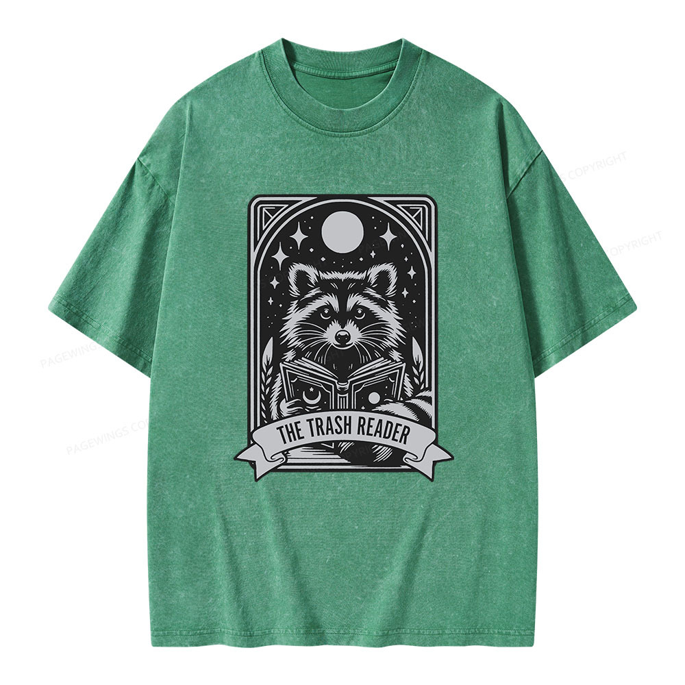 Pagewings The Trash Reader Raccoon Unisex Washed T-shirt