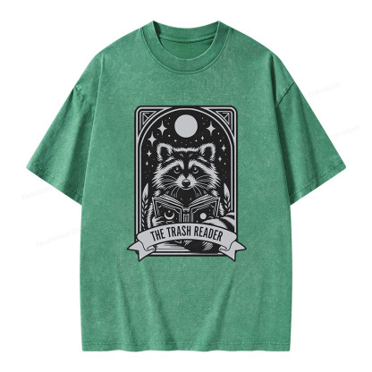 Pagewings The Trash Reader Raccoon Unisex Washed T-shirt