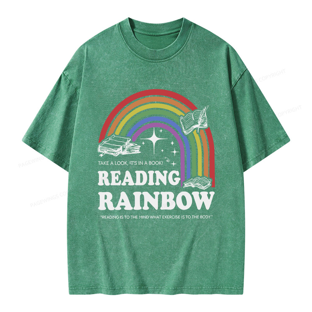 Pagewings Reading Rainbow Librarian Unisex Washed T-shirt