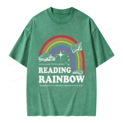 Pagewings Reading Rainbow Librarian Unisex Washed T-shirt