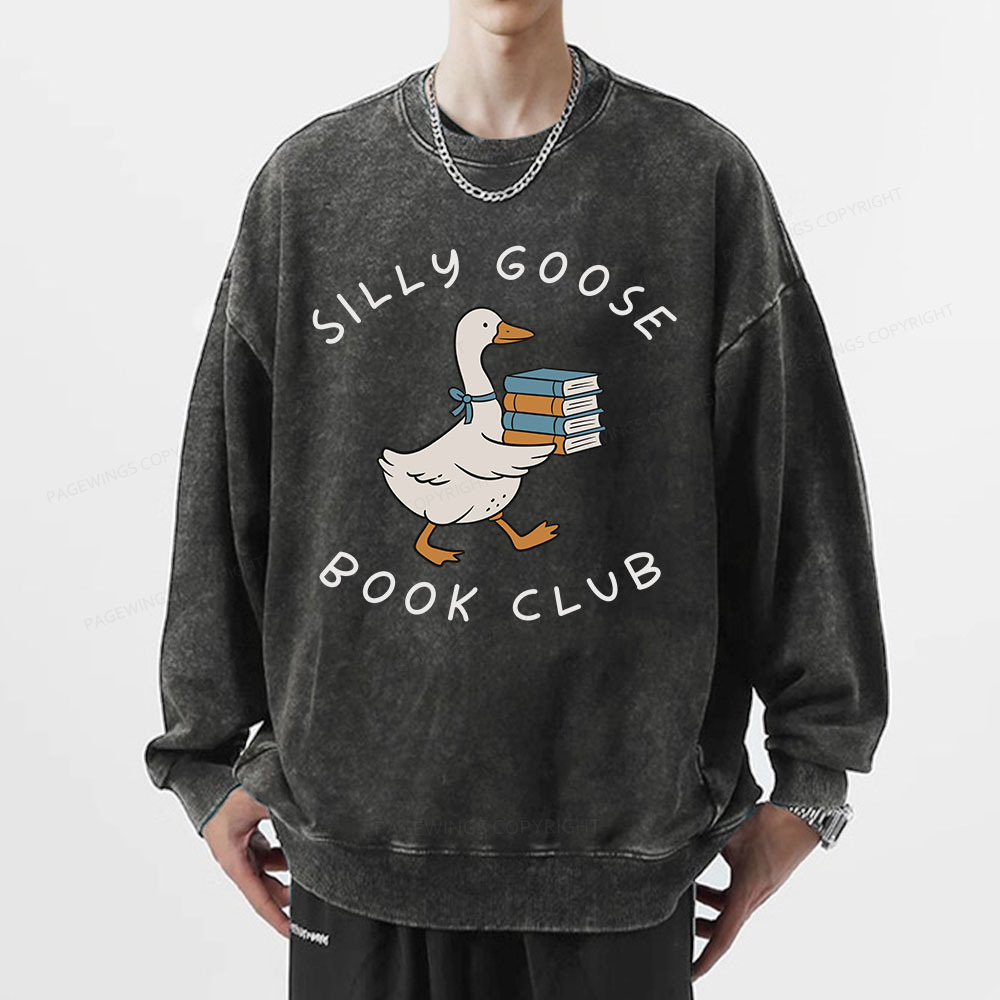Pagewings Silly Goose Book Club Unisex Washed Sweatshirt