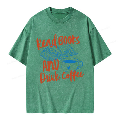 Pagewings Read Books And Drink Coffee Bookish Unisex Washed T-shirt