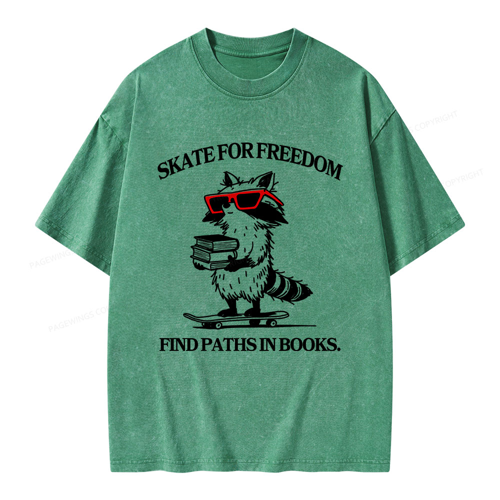 Pagewings There's No Such Thing As Too Many Book Retro Unisex Washed T-shirt