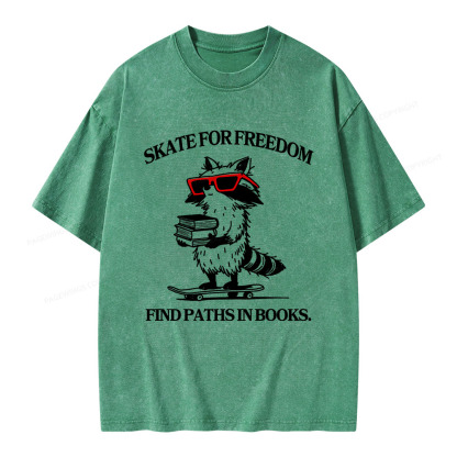 Pagewings There's No Such Thing As Too Many Book Retro Unisex Washed T-shirt