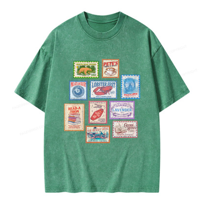 Pagewings Books Stamp Beach Read Unisex Washed T-shirt