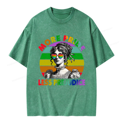 Pagewings More Pride Less Prejudice Pride Month Unisex Washed T-shirt