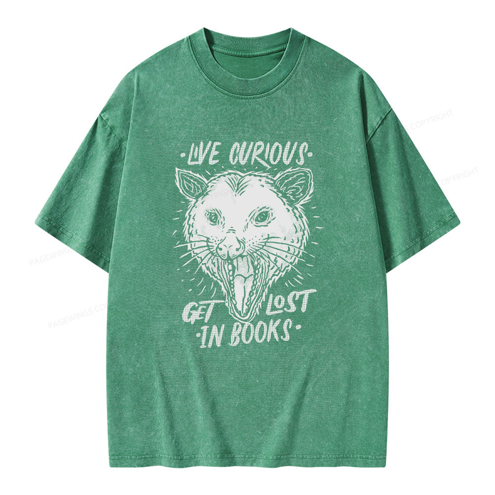 Pagewings Live Curious, Get Lost In Books Unisex Washed T-shirt