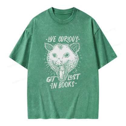 Pagewings Live Curious, Get Lost In Books Unisex Washed T-shirt