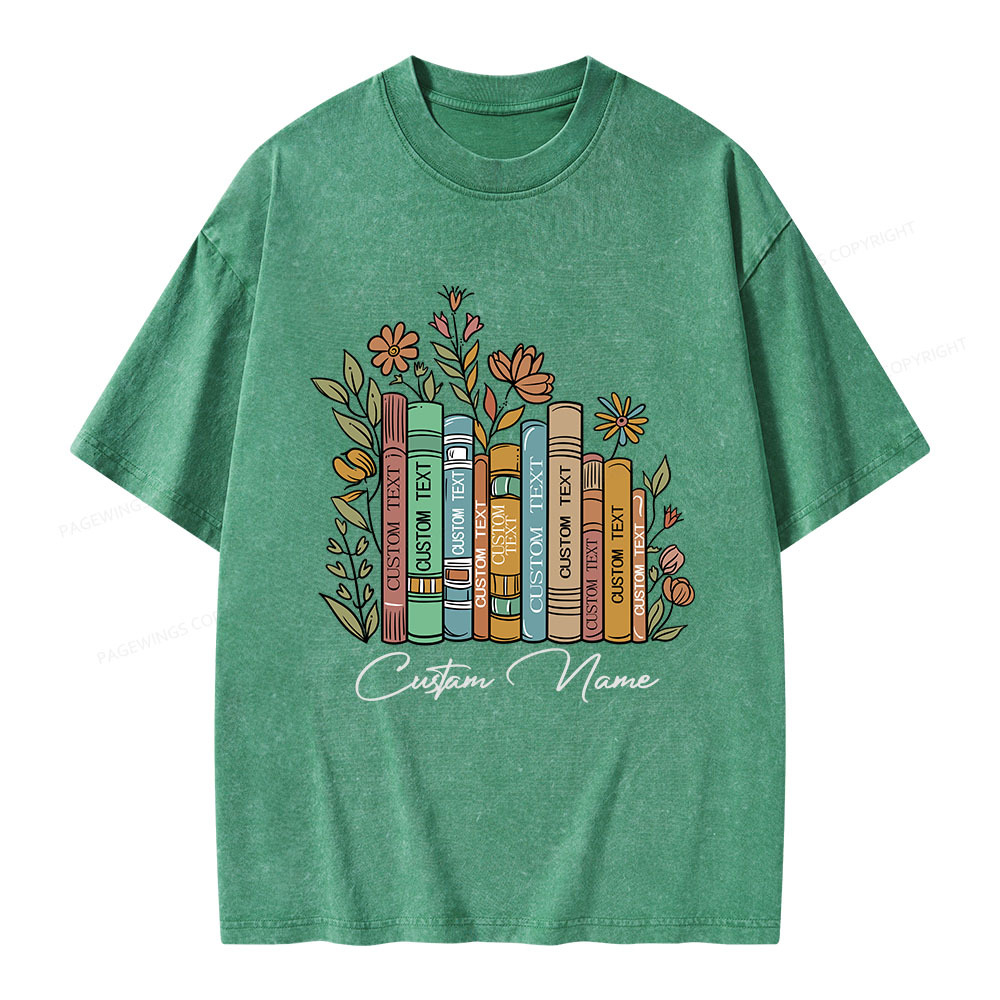 Pagewings Personalized Librarian Bookworm Unisex Washed T-shirt