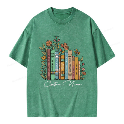 Pagewings Personalized Librarian Bookworm Unisex Washed T-shirt