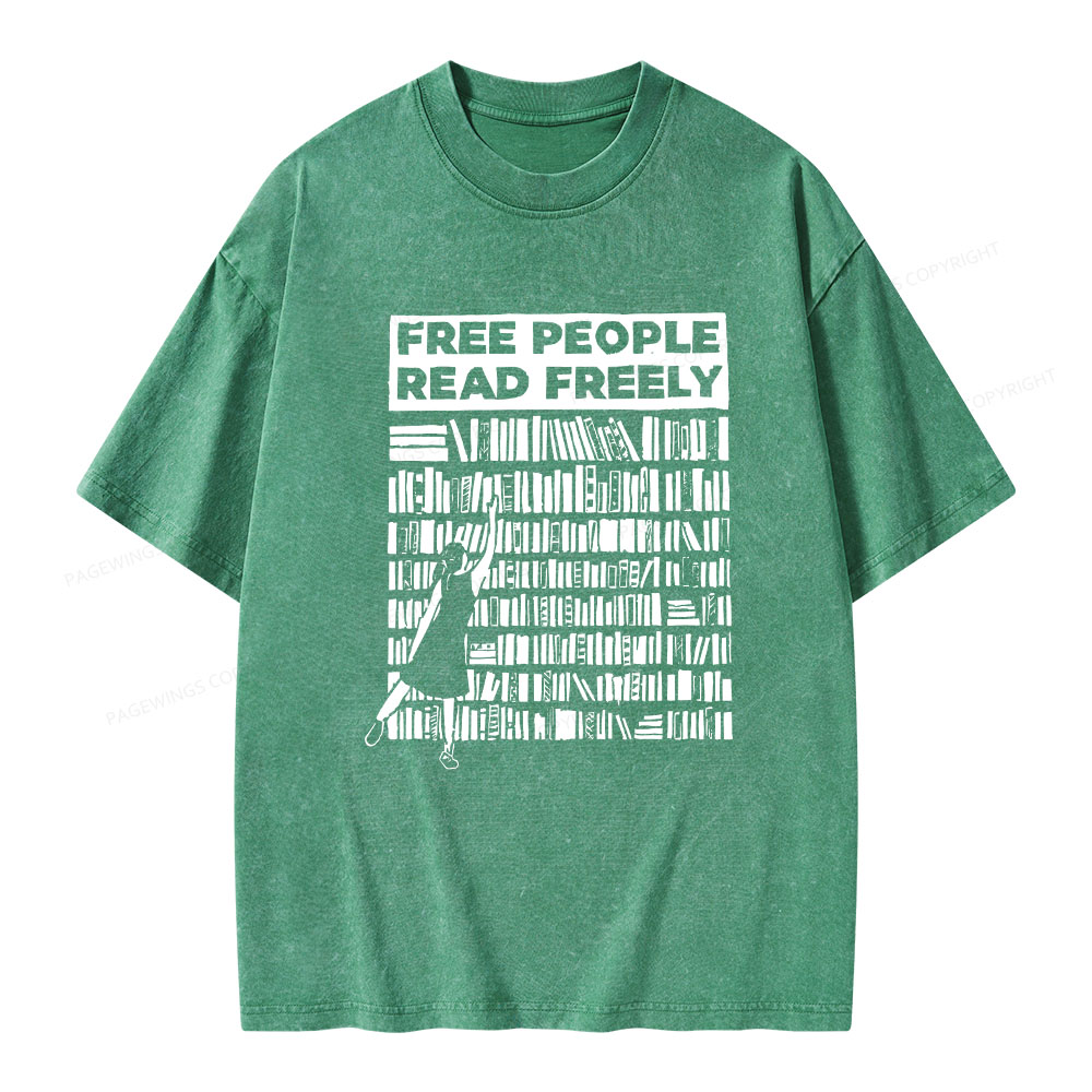 Pagewings Free People Read Freely Unisex Washed T-shirt