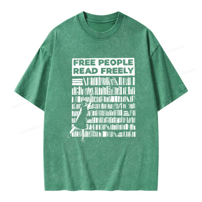 Pagewings Free People Read Freely Unisex Washed T-shirt