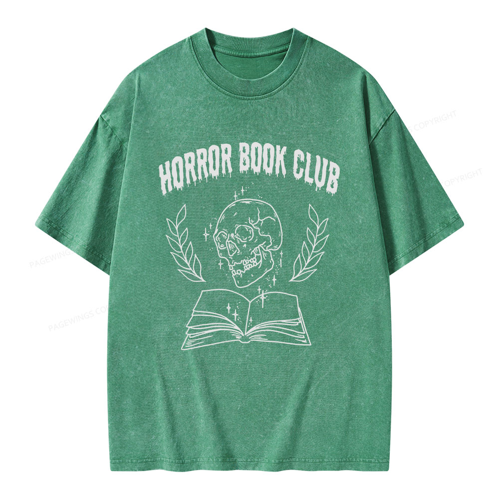 Pagewings Horror Book Club Unisex Washed T-shirt