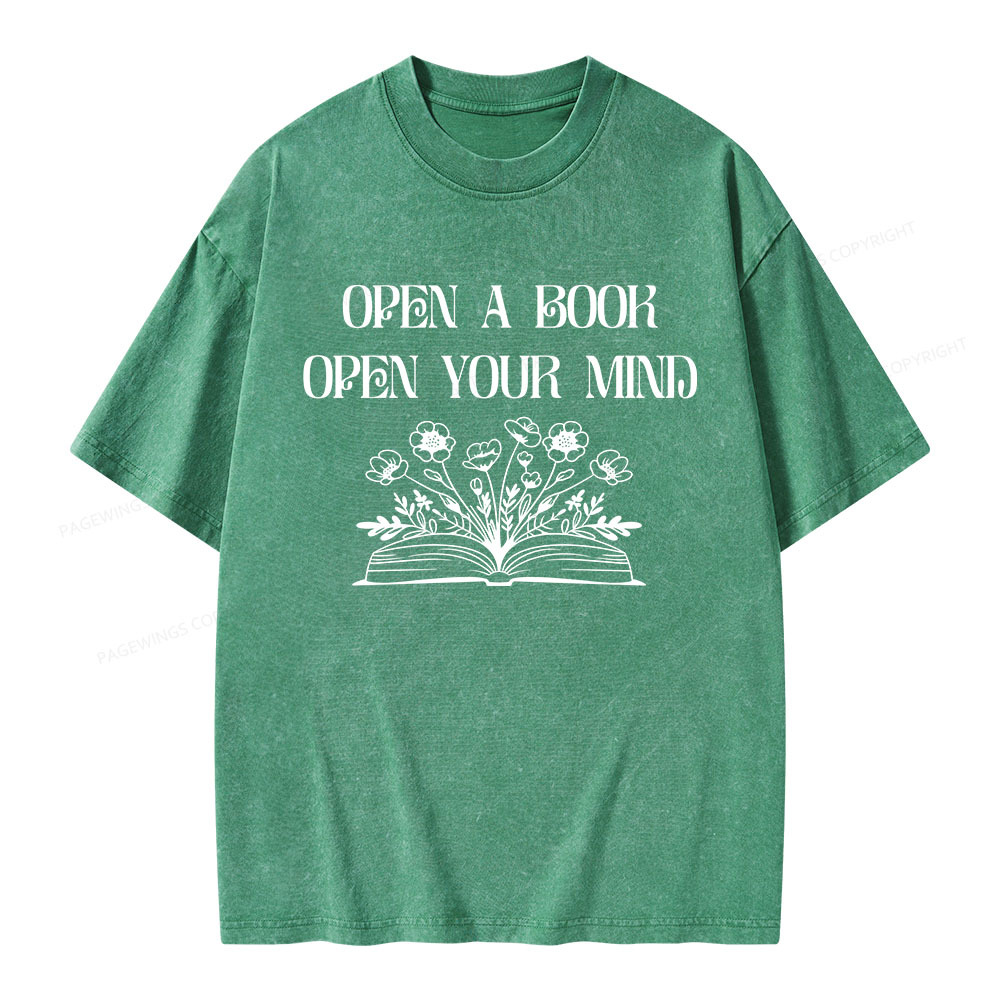 Pagewings Open A Book Open Your Mind Unisex Washed T-shirt