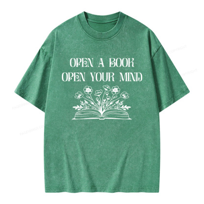 Pagewings Open A Book Open Your Mind Unisex Washed T-shirt