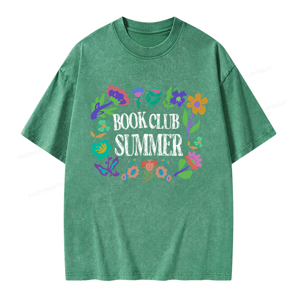 Pagewings Book Club Summer Unisex Washed T-shirt